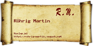 Röhrig Martin névjegykártya