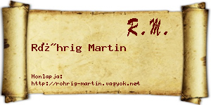 Röhrig Martin névjegykártya